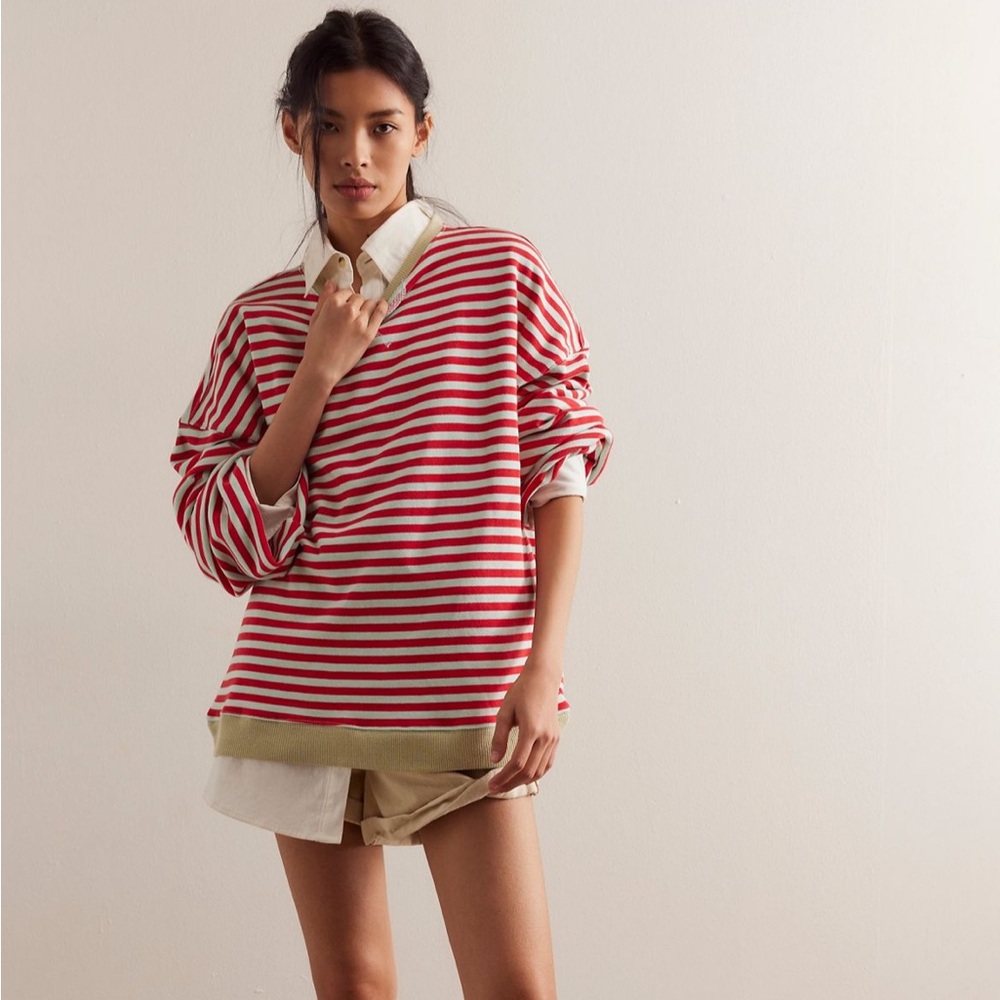 NWOT We the Free classic striped Pullover